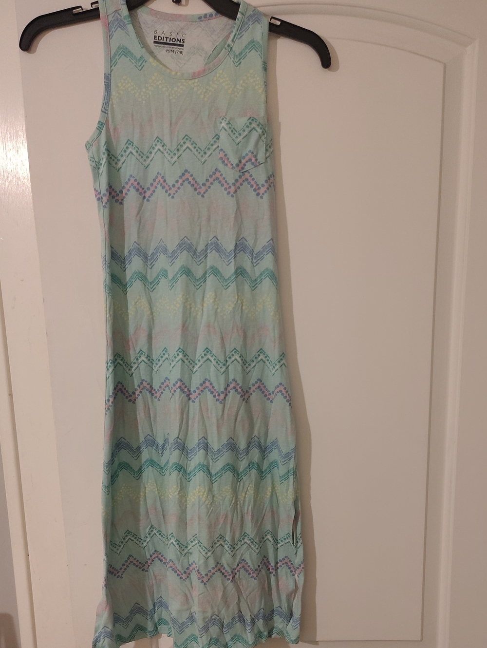 Basic Editions Mint Chevron Maxi Tank Dress